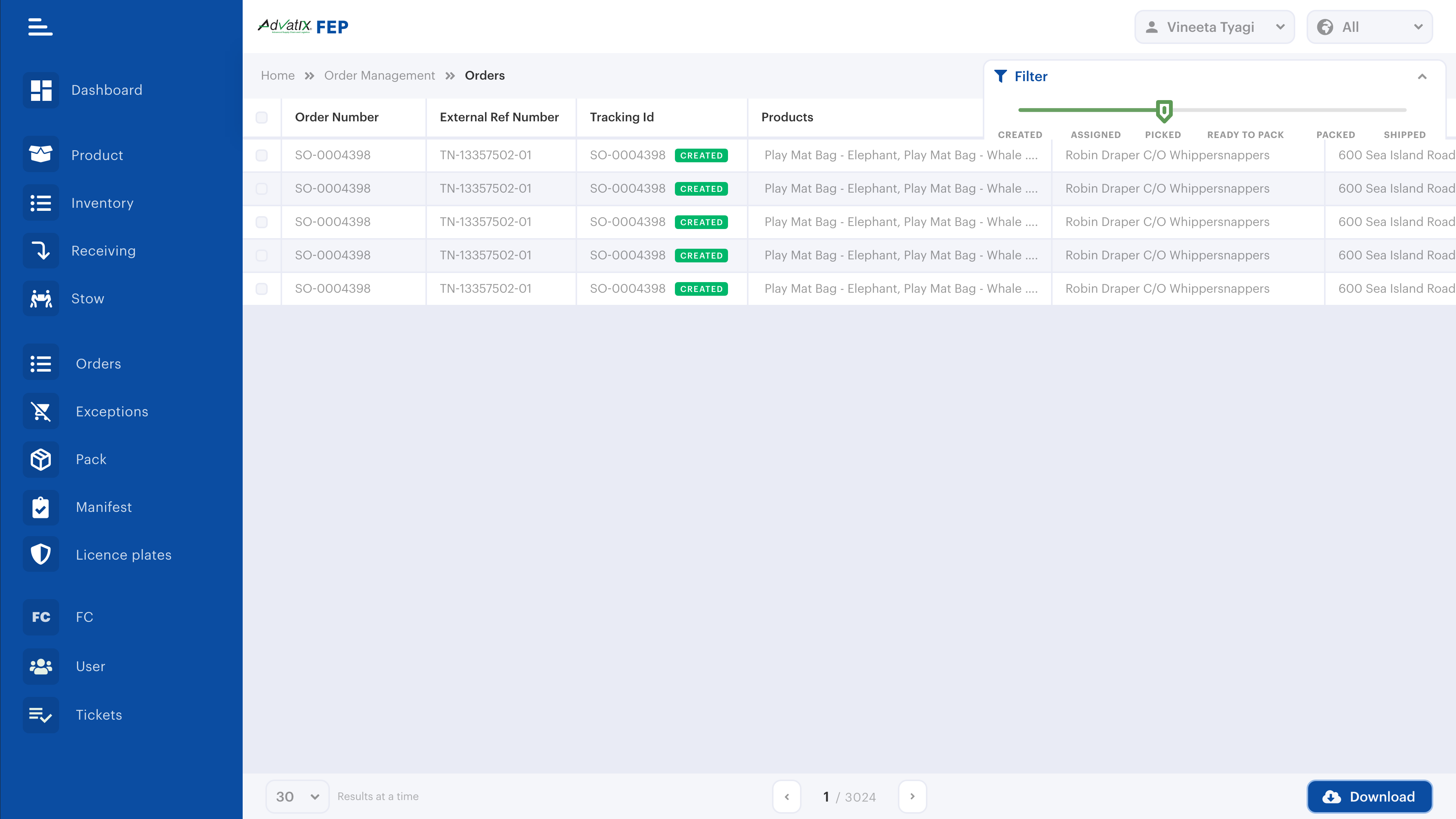 screenshot of Advatix Cloudsuite